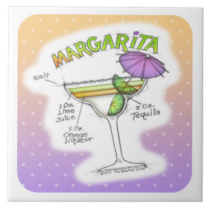 AZULEJO DE CERÂMICA ARTE DO COCKTAIL DA RECEITA DE MARGARITA