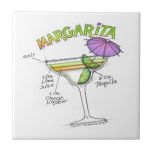 AZULEJO DE CERÂMICA  ARTE DO COCKTAIL DA RECEITA DE MARGARITA