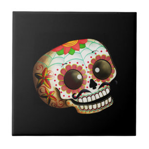 Azulejo De Cerâmica Arte do crânio de Diâmetro de Los Muertos Açúc