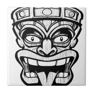 Azulejo De Cerâmica arte do hawaiian da máscara do tiki