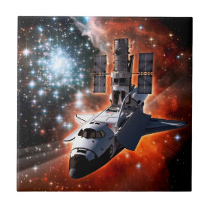 Azulejo De Cerâmica Arte do Telescópio Espacial Atlantis Hubble