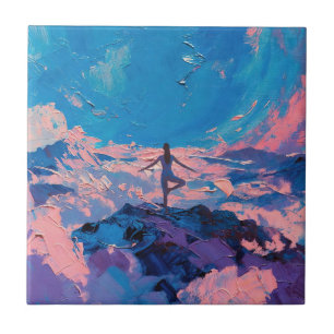 Azulejo De Cerâmica Arte do Yoga: Beleza Equilibrada (Pintura a Óleo N