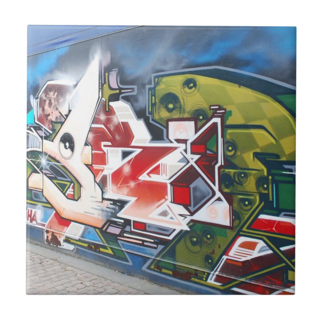 Azulejo De Cerâmica Arte dos grafites da rua de Copenhaga (Frente)