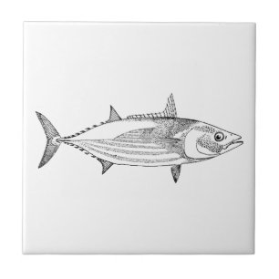 Azulejo De Cerâmica Arte dos peixes do marisco do vintage - atum de
