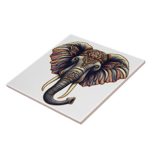 Azulejo De Cerâmica Arte elefante de madrugada floral