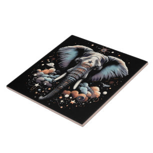 Azulejo De Cerâmica Arte elefante de madrugada floral