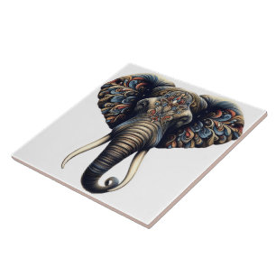 Azulejo De Cerâmica Arte elefante de madrugada floral