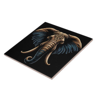 Azulejo De Cerâmica Arte elefante de madrugada floral