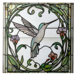 Azulejo De Cerâmica Arte elegante em vitral art nouveau beija-flor