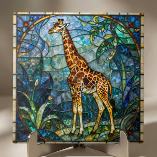 Azulejo De Cerâmica Arte em Mosaico de Girafa em Vidro Corado Falso Co