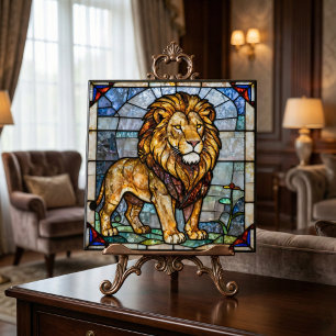 Azulejo De Cerâmica Arte em Mosaico de Leão Majestoso em Vidro Manchad