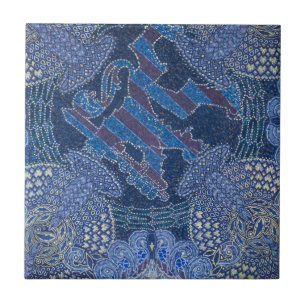 Azulejo De Cerâmica Arte em Mosaico Ornamentado Azul, Alemanha