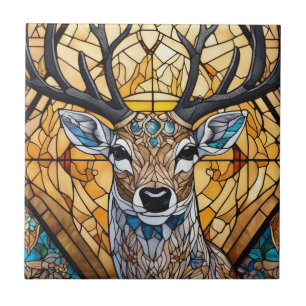 Azulejo De Cerâmica Arte em Vidro Pintado, Estilo de Arte de Veado em