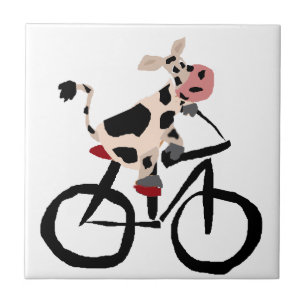 Azulejo De Cerâmica Arte engraçada da bicicleta da equitação da vac
