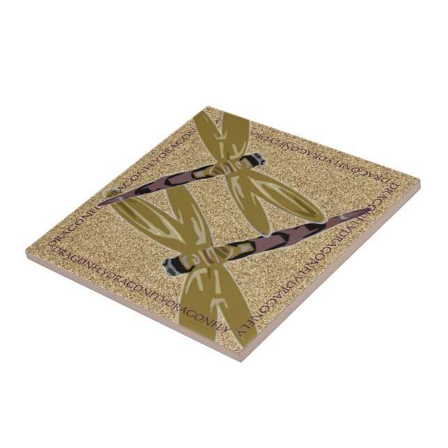 Azulejo De Cerâmica Arte esboçada da libélula (Lateral)