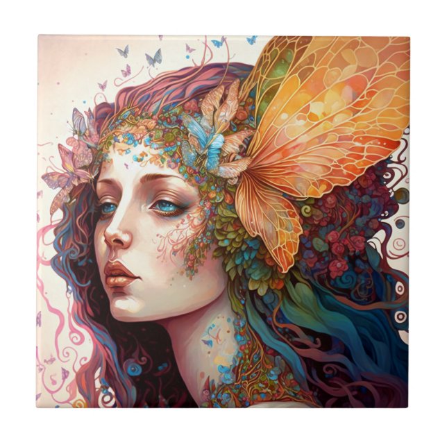 Azulejo De Cerâmica Arte Fantástica Arco-Íris (Frente)