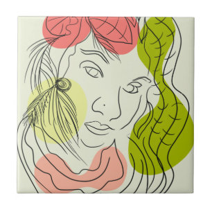 Azulejo De Cerâmica Arte Feminino Latino Formas Florais
