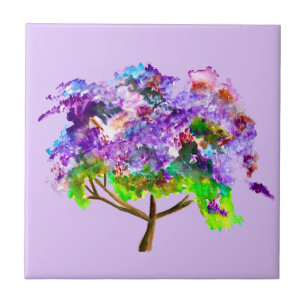 Azulejo De Cerâmica Arte fina de aquarela púrpura jacaranda