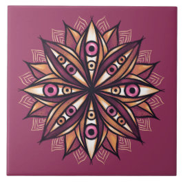 Azulejo De Cerâmica Arte Flor Psicodélica com Olhos Crepáveis Trippy