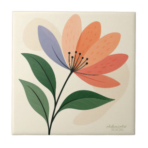 Azulejo De Cerâmica Arte Floral Abstrata Botânica Moderna