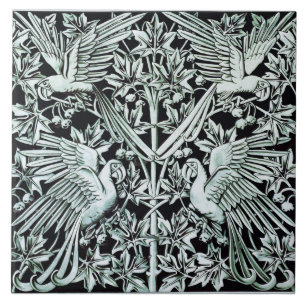 Azulejo De Cerâmica Arte Floral Art Nouveau Vintage de Papagaio Ave