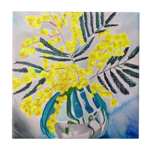 Azulejo De Cerâmica Arte floral australiana original de Wattle
