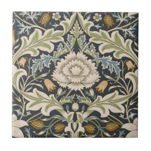 Azulejo De Cerâmica Arte Floral Azul Marinho William Morris Severn