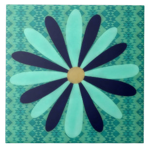 Azulejo De Cerâmica Arte Floral Decorativa no Estilo Sudoeste Azul Águ