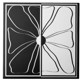 Azulejo De Cerâmica Arte Floral Minimalista a Preto e Branco