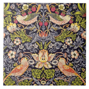Azulejo De Cerâmica Arte floral Nouveau do ladrão da morango de