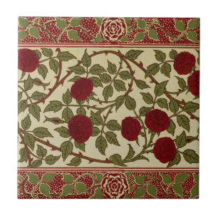 Azulejo De Cerâmica Arte Floral Rosa Vermelha Rosamund Vintage de Walt