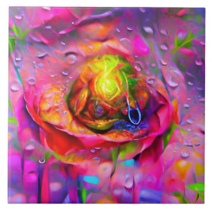 Azulejo De Cerâmica Arte Floral Surreal