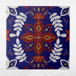 Azulejo De Cerâmica Arte Folclórica de Folha Floral Marinho Nórdica