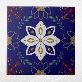 Azulejo De Cerâmica Arte Folclórica do Design Floral Nórdico