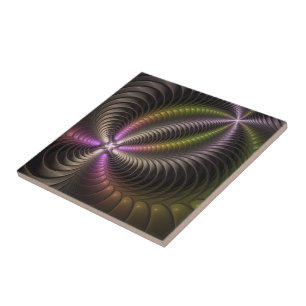 Azulejo De Cerâmica Arte Fractal 3D Colorida abstrato brilhante