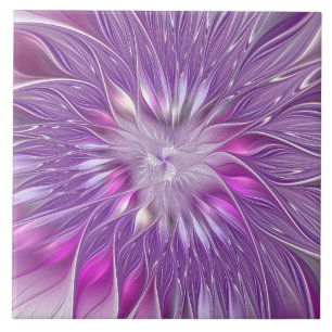 Azulejo De Cerâmica Arte Fractal Abstrato de Paixão Puro Rosa