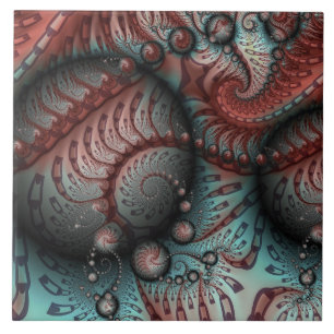 Azulejo De Cerâmica Arte fractal de fantasia vívida abstrata marrom az