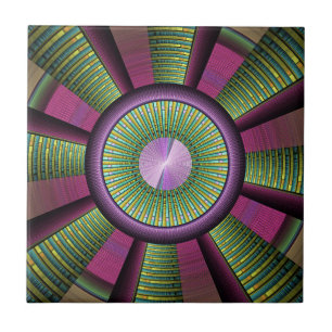 Azulejo De Cerâmica Arte Fractal Decorativa Moderna Arredondada E Colo