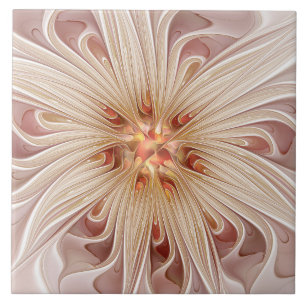 Azulejo De Cerâmica Arte Fractal do Pastel de Pêssego abstrato Moderno