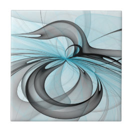 Azulejo De Cerâmica Arte Fractal Moderna Abstrata Antracite Cinza Azul