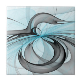 Azulejo De Cerâmica Arte Fractal Moderna Abstrata Antracite Cinza Azul