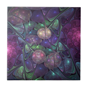 Azulejo De Cerâmica Arte Fractal Moderna Abstrato de Brilhante Colorid