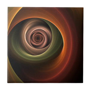Azulejo De Cerâmica Arte fractal moderno em cores quentes abstratas em