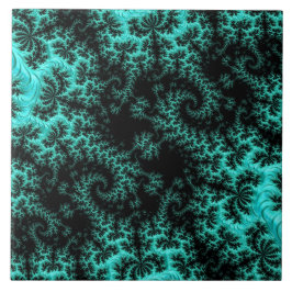 Azulejo De Cerâmica Arte Fractal Verde abstrato Preta