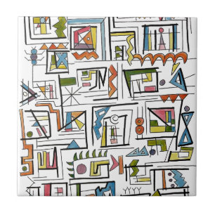 Azulejo De Cerâmica Arte Geométrica Abstrata Caprichosa de Portland