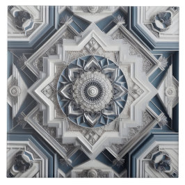 Azulejo De Cerâmica Arte Geométrica Deco Todas as Cinzas Azul Escuro B
