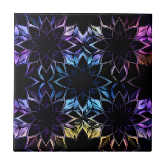 Azulejo De Cerâmica Arte Geométrica Iridescente Mística (Frente)