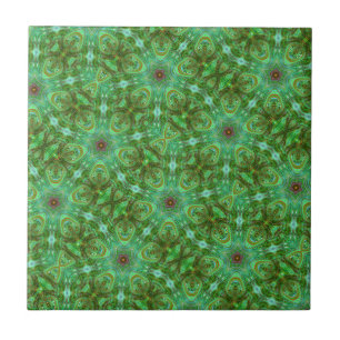 Azulejo De Cerâmica Arte Geométrica Moderna Verde Pavão
