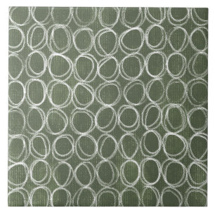 Azulejo De Cerâmica Arte Geométrica Pintada em Verde Oliva Sage 02