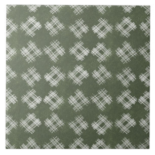 Azulejo De Cerâmica Arte Geométrica Pintada em Verde Oliva Salvia 03